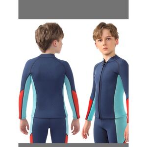 Yakevo Wetsuit Jacket Kids 6 Navy Blue Excellent 2mm Neoprene Long Sleeve Zip